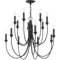 Cate 30&quot; Wide Forged Iron 14-Light Chandelier