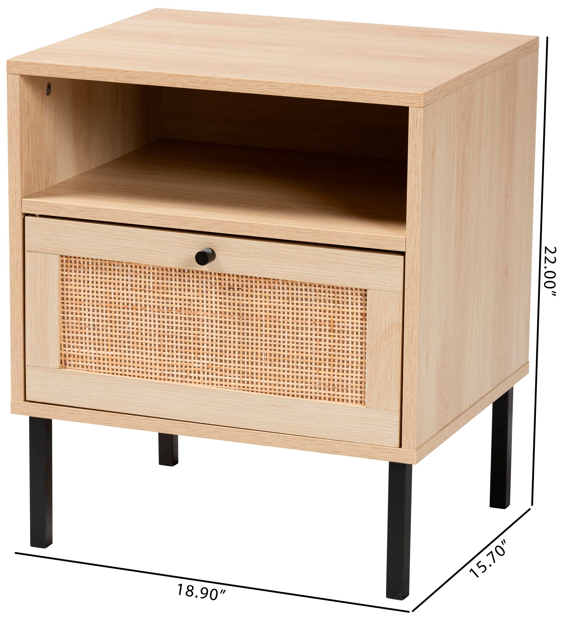 Caterina 19" Wide Natural Brown Wood 1-Door Nightstand