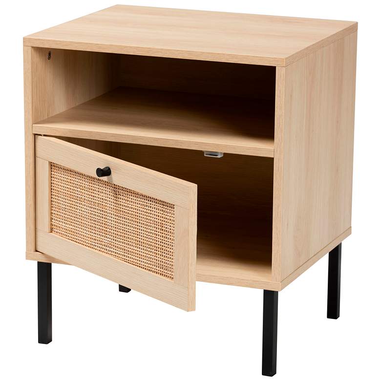 Image 5 Caterina 19" Wide Rattan and Wood Door Modern Nightstands Set of 2 more views