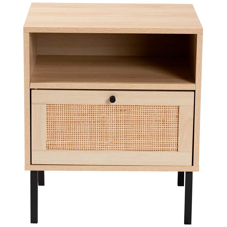 Image 6 Caterina 19" Wide Rattan and Wood Door Modern Nightstands Set of 2 more views