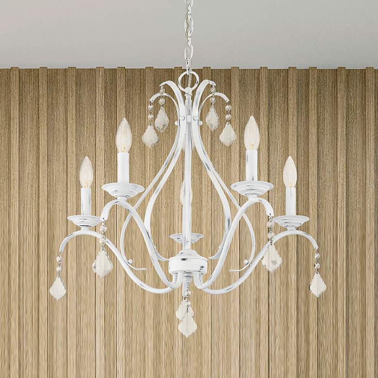 Image 1 Caterina 24" Wide Antique White 5-Light Chandelier