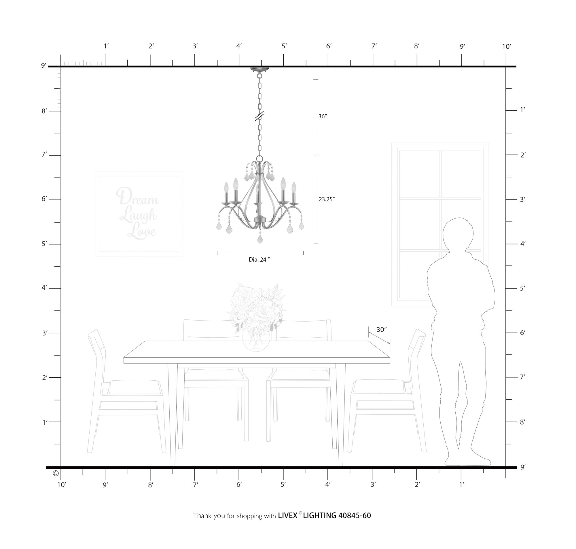 Caterina 24" Wide Antique White 5-Light Chandelier