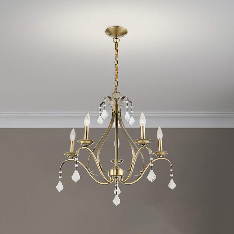 Image 1 Caterina 5 Light Antique Brass Chandelier