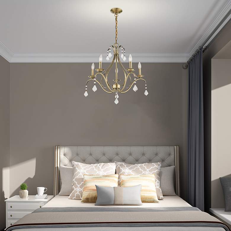 Image 6 Caterina 5 Light Antique Brass Chandelier more views