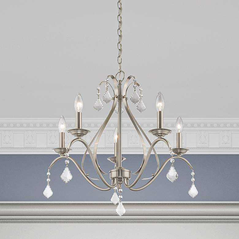 Image 1 Caterina 5 Light Brushed Nickel Chandelier