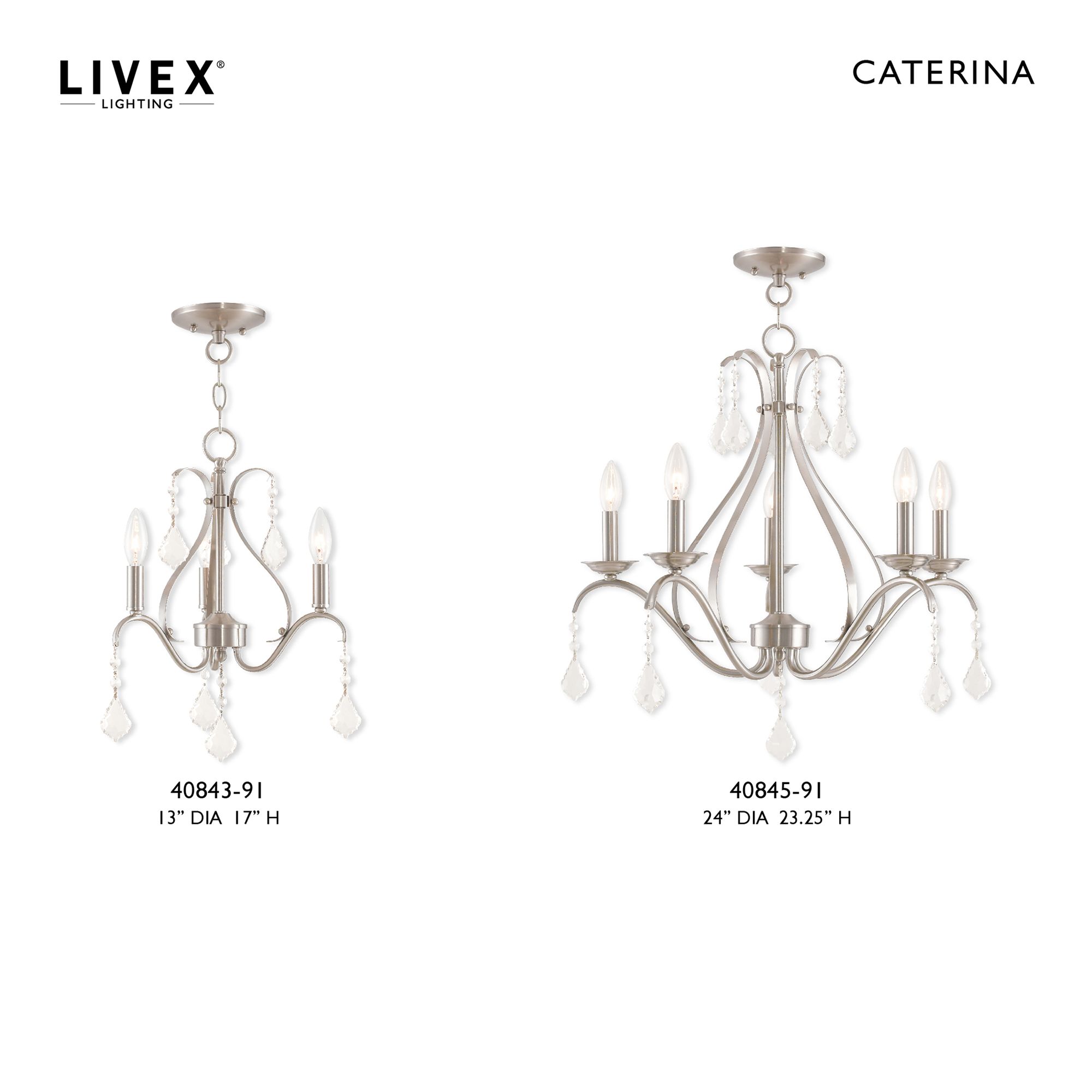 Caterina 5 Light Brushed Nickel Chandelier