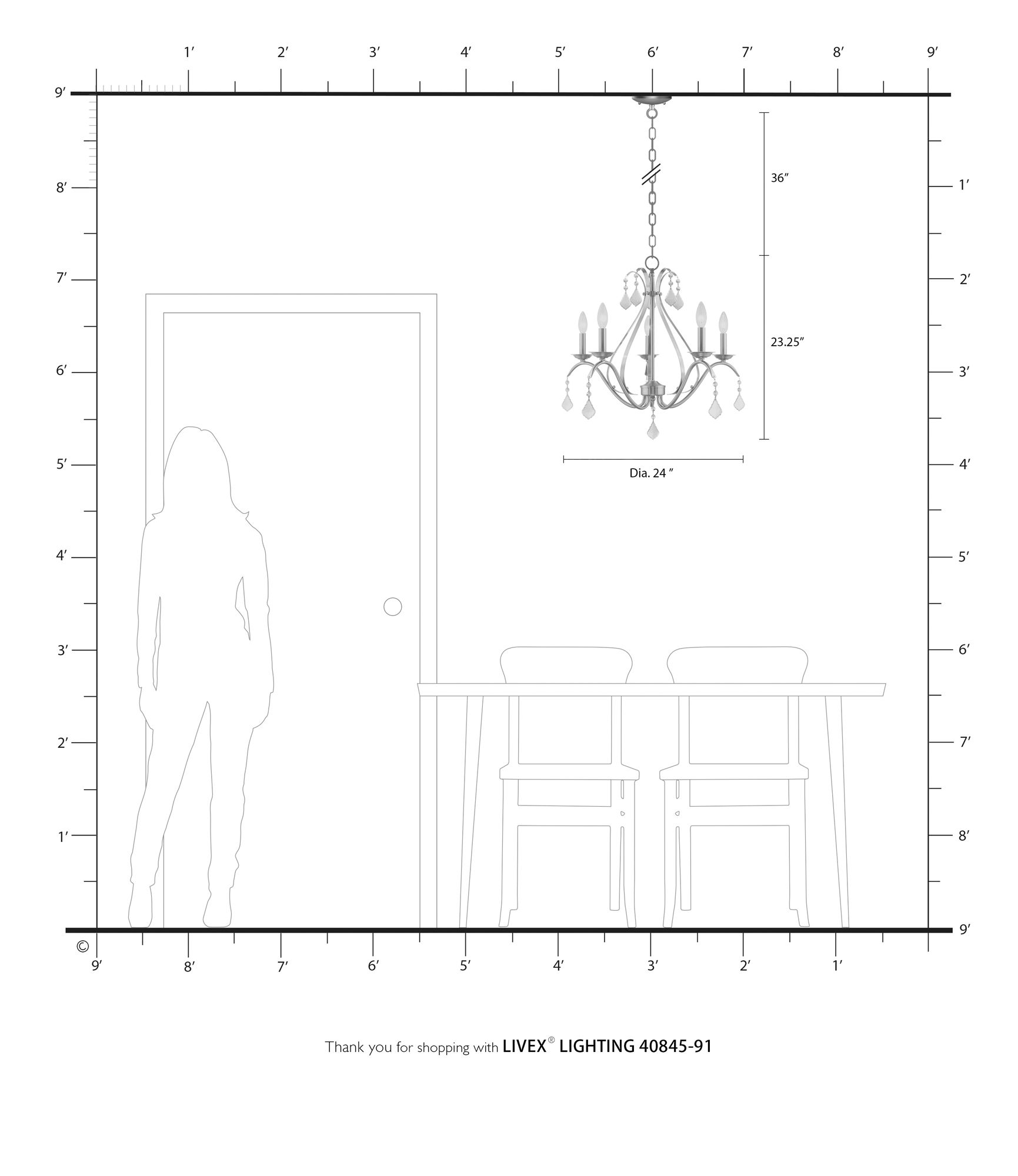 Caterina 5 Light Brushed Nickel Chandelier