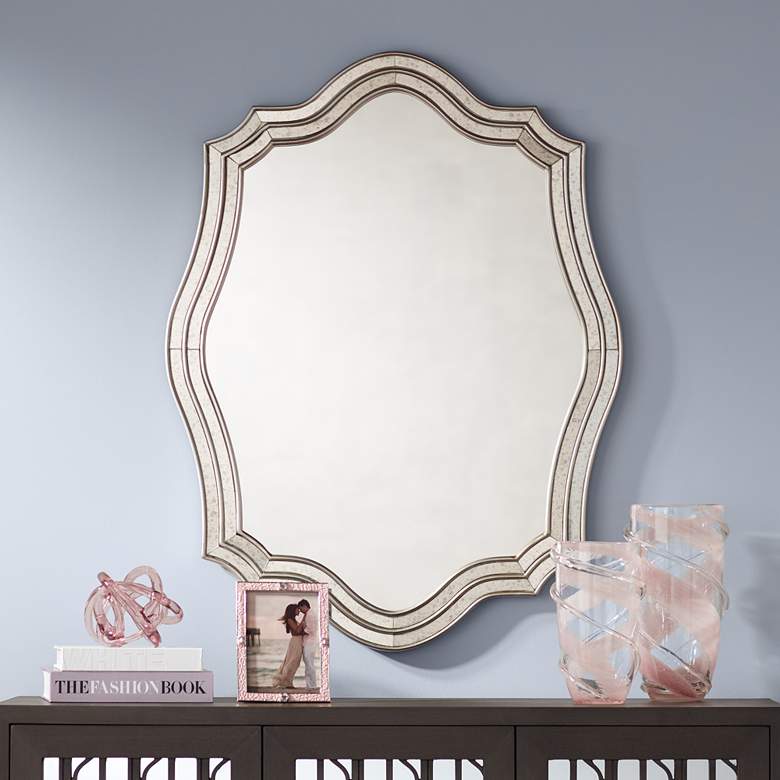 Image 1 Caterina Silver 29 inch x 38 inch Quatrefoil Wall Mirror