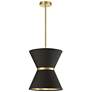 Caterine 12" Wide Aged Brass Mini Pendant w/ Black Fabric