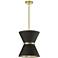 Caterine 12" Wide Aged Brass Mini Pendant w/ Black Fabric