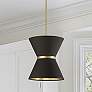 Caterine 12" Wide Aged Brass Mini Pendant w/ Black Fabric