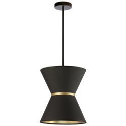 Caterine 12" Wide Matte Black Hourglass Mini Pendant