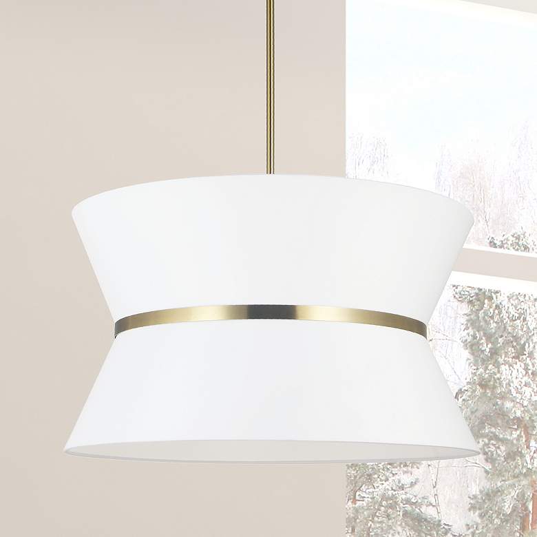 Image 1 Caterine 24" Wide Aged Brass Drum Pendant Light