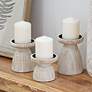 Cathay Brown White-Washed Pillar Candle Holders Set of 3