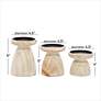 Cathay Brown White-Washed Pillar Candle Holders Set of 3