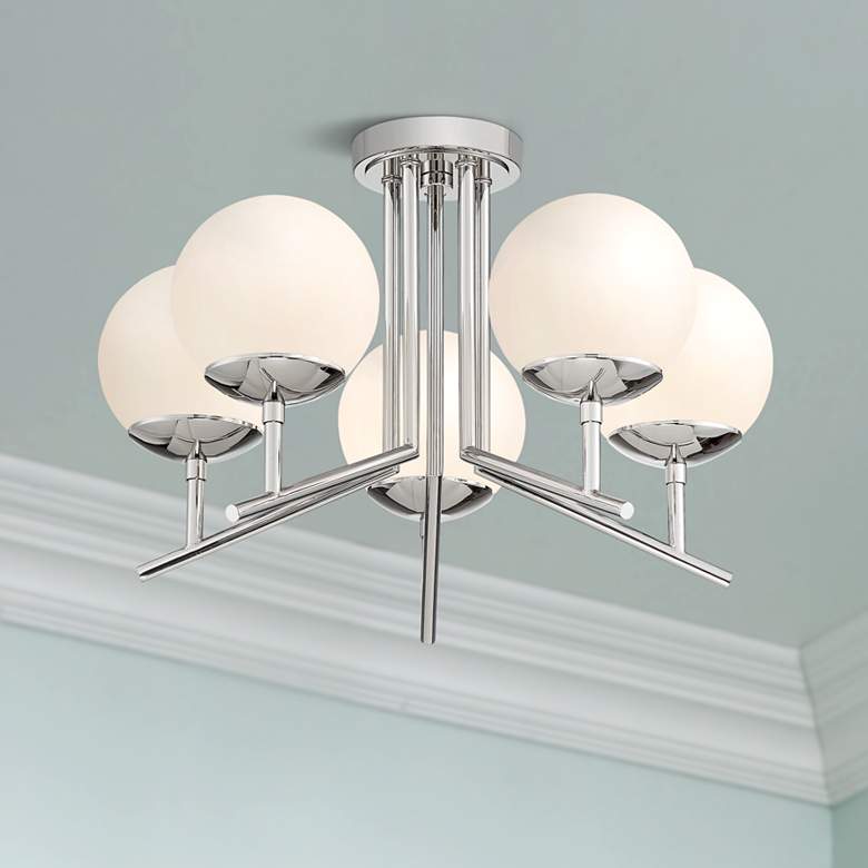 Image 1 Catherine 20 1/2 inch Wide Polished Nickel 5-Light Ceiling Light