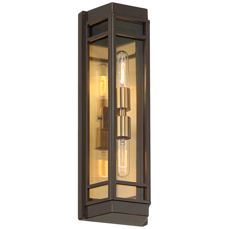 Image 2 Catie 21" High Sand Bronze and Brass 2-Light Outdoor Wall Light