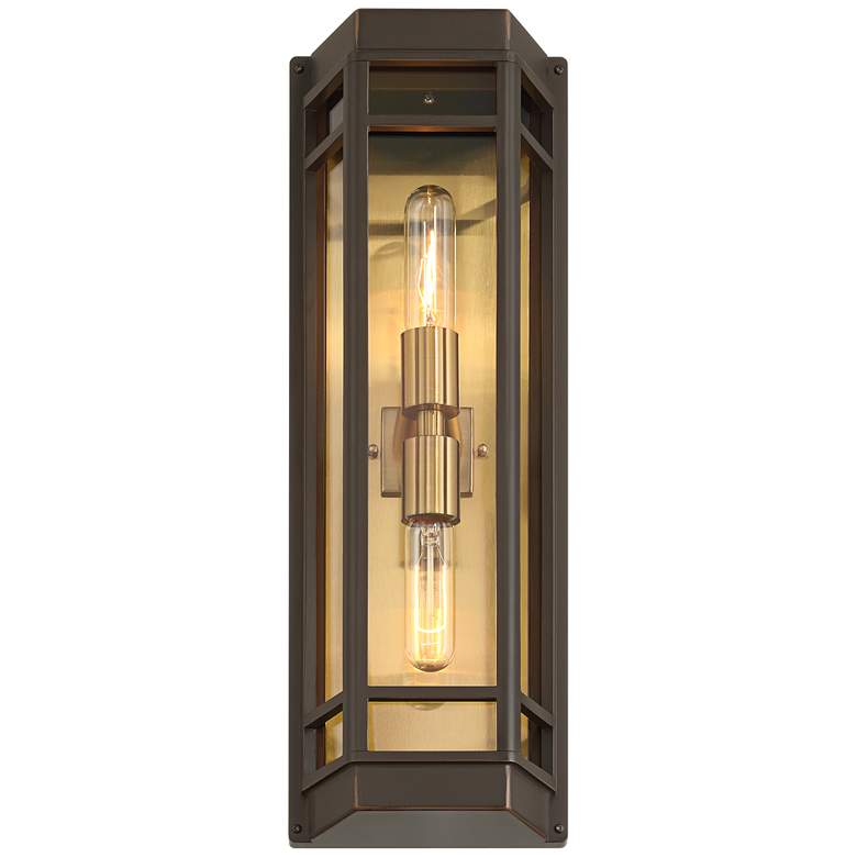 Image 4 Catie 21" High Sand Bronze and Brass 2-Light Outdoor Wall Light more views
