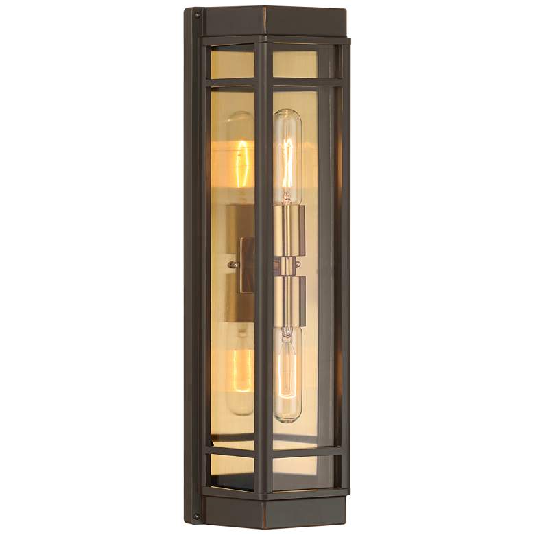 Image 5 Catie 21" High Sand Bronze and Brass 2-Light Outdoor Wall Light more views