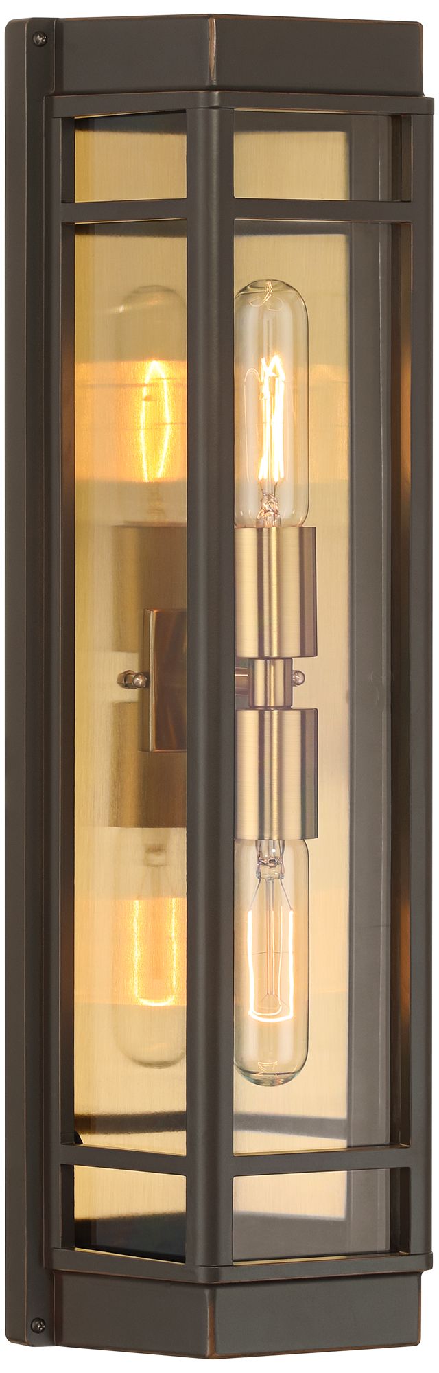 Image 5 Catie 21"H Sand Bronze and Brass 2-Light Outdoor Wall Light Set of 2 more views
