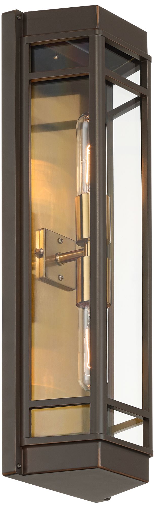 Image 6 Catie 21"H Sand Bronze and Brass 2-Light Outdoor Wall Light Set of 2 more views