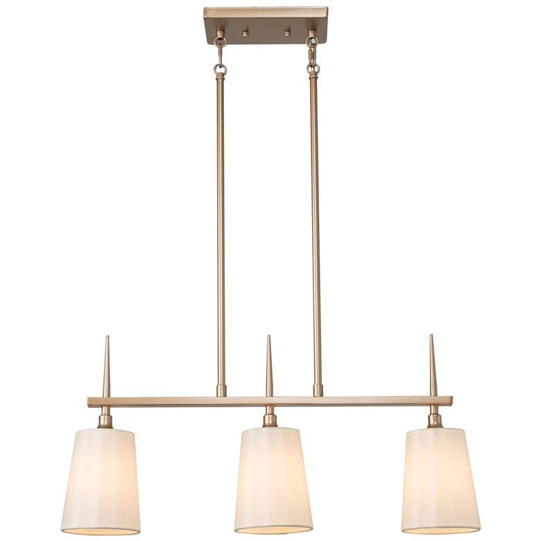 Image 1 Catin 24" Wide Gold 3-Light Linear Chandelier with Fabric Shade