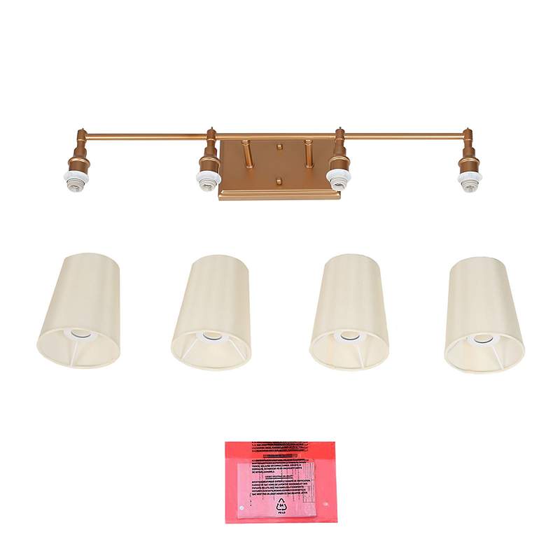 Image 5 Catin 4-Light 29" Wide Gold Bath Light with Fabric Shade more views