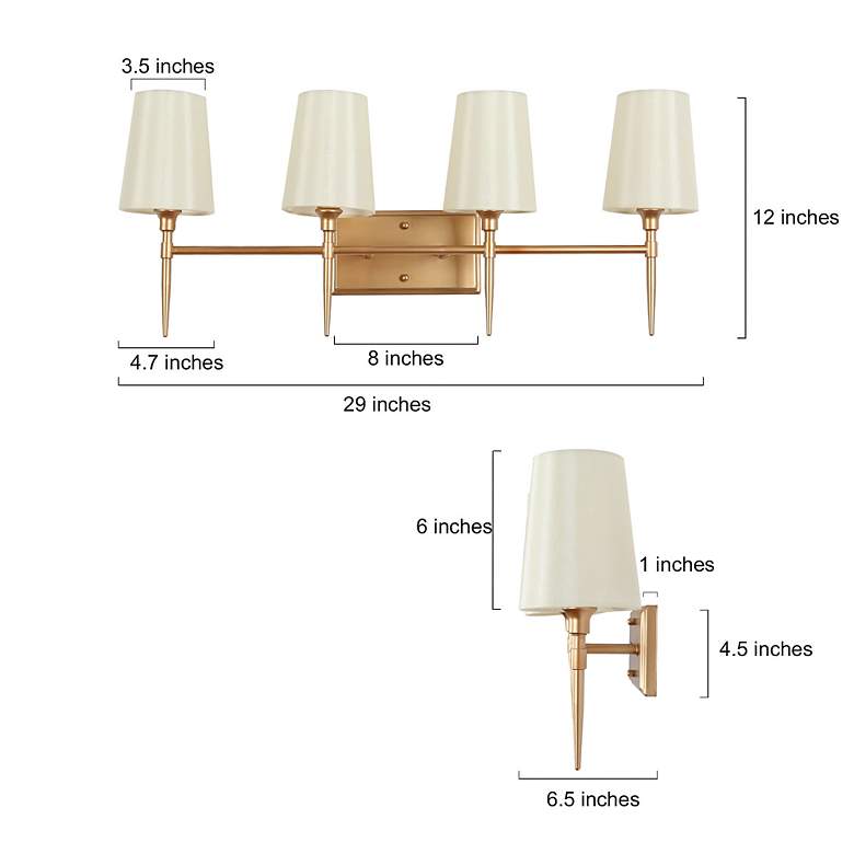 Image 6 Catin 4-Light 29" Wide Gold Bath Light with Fabric Shade more views