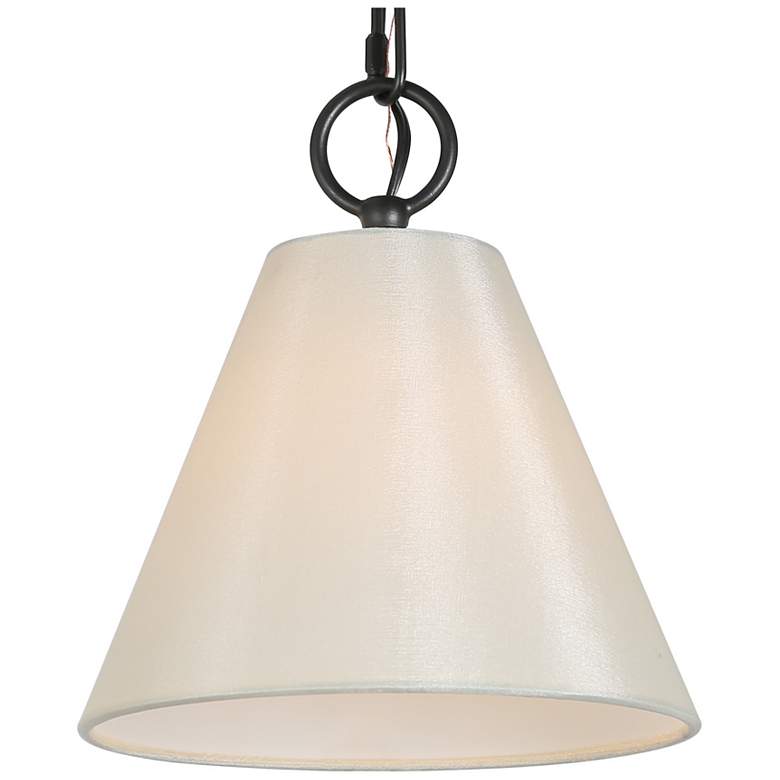 Image 1 Catin 7.9" Wide Balck 1-Light Cone Pendant with Fabric Shade