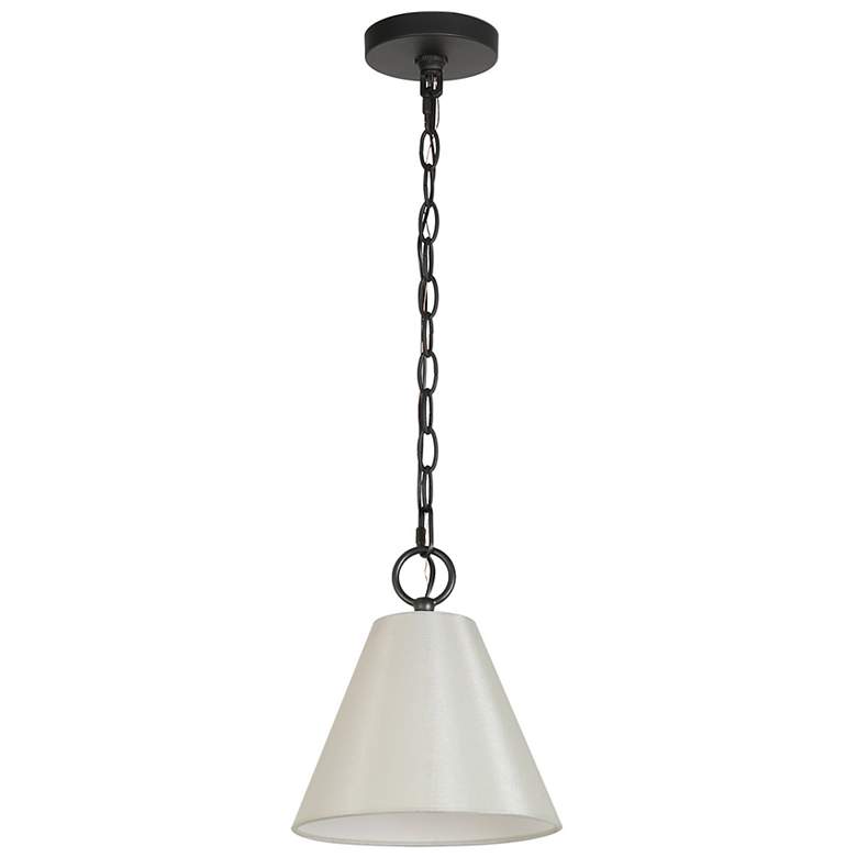 Image 2 Catin 7.9" Wide Balck 1-Light Cone Pendant with Fabric Shade more views