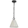 2_Catin 7.9" Wide Balck 1-Light Cone Pendant with Fabric Shade more views