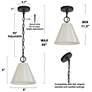 7_Catin 7.9" Wide Balck 1-Light Cone Pendant with Fabric Shade more views