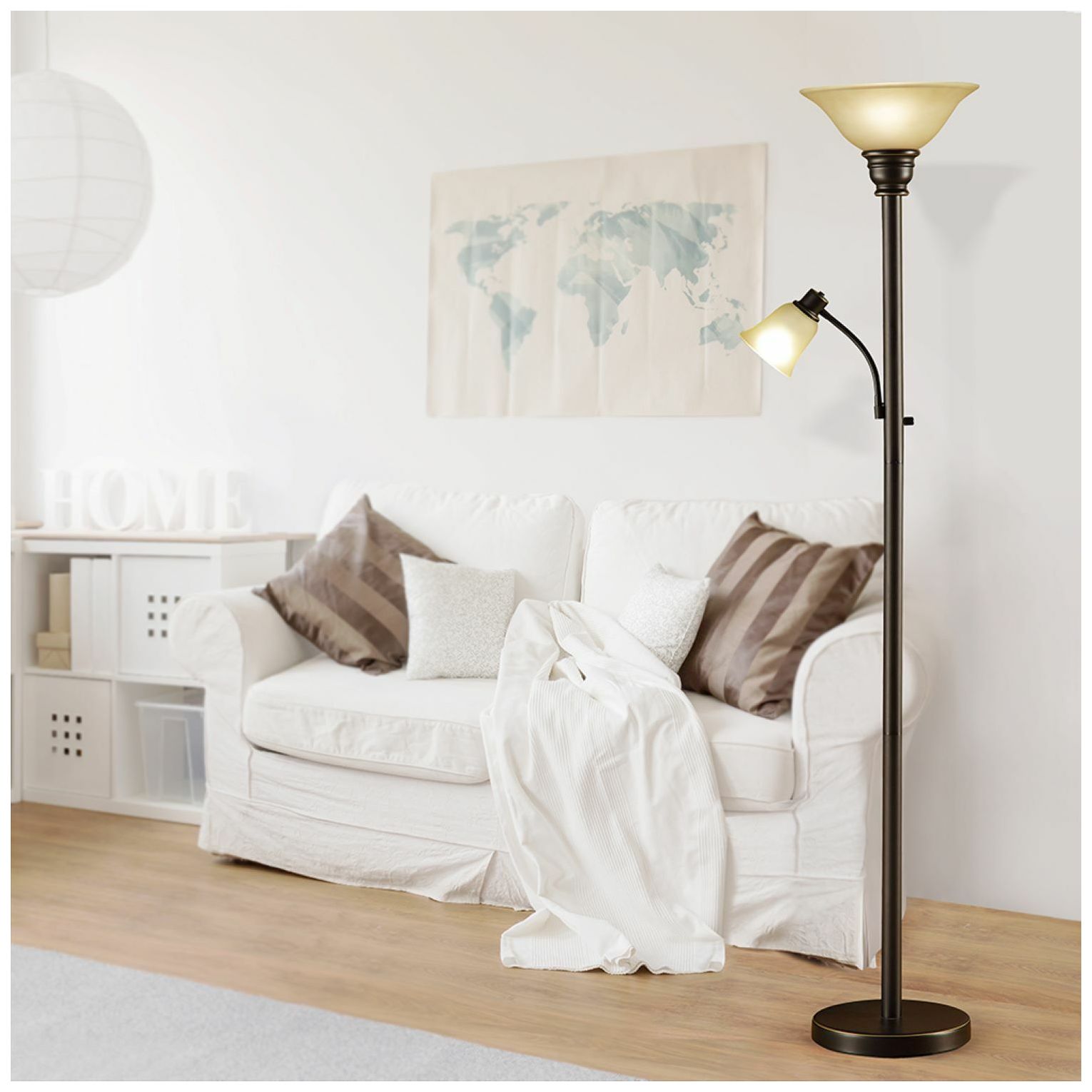 Image 4 Catrina Dark Bronze Torchiere Floor Lamp with Reading Light more views