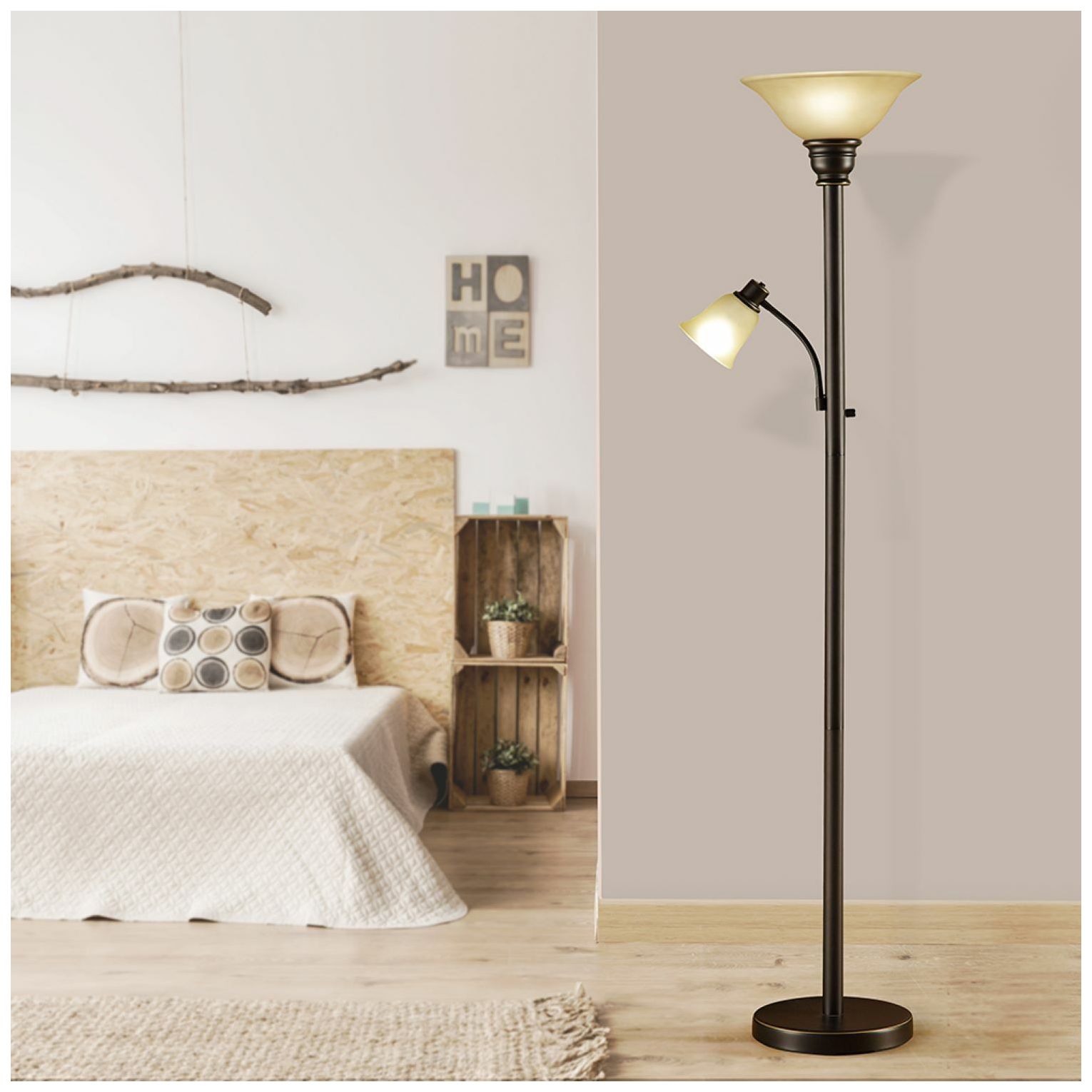 Image 5 Catrina Dark Bronze Torchiere Floor Lamp with Reading Light more views