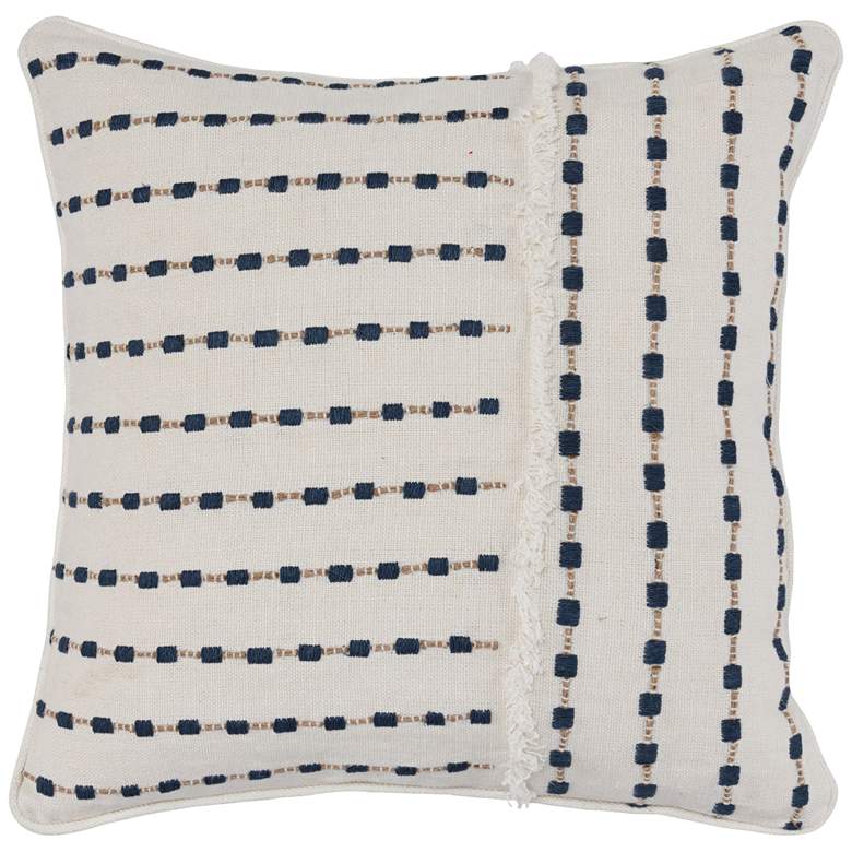 Image 1 Catrina Ivory and Navy 20 inch Square Decorative Pillow