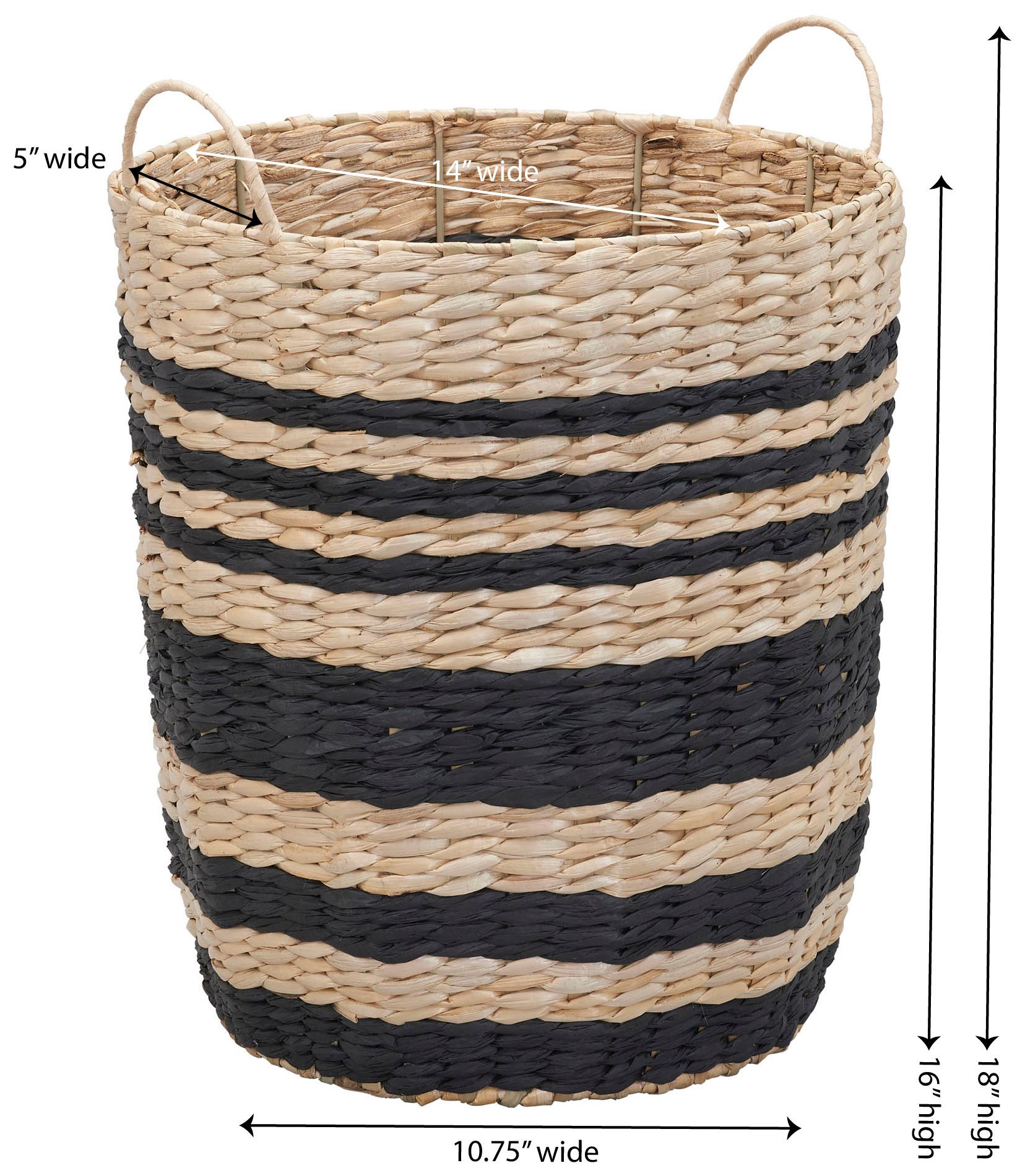 Image 5 Cattail and Paper Multi Band Basket, Natural and Black more views