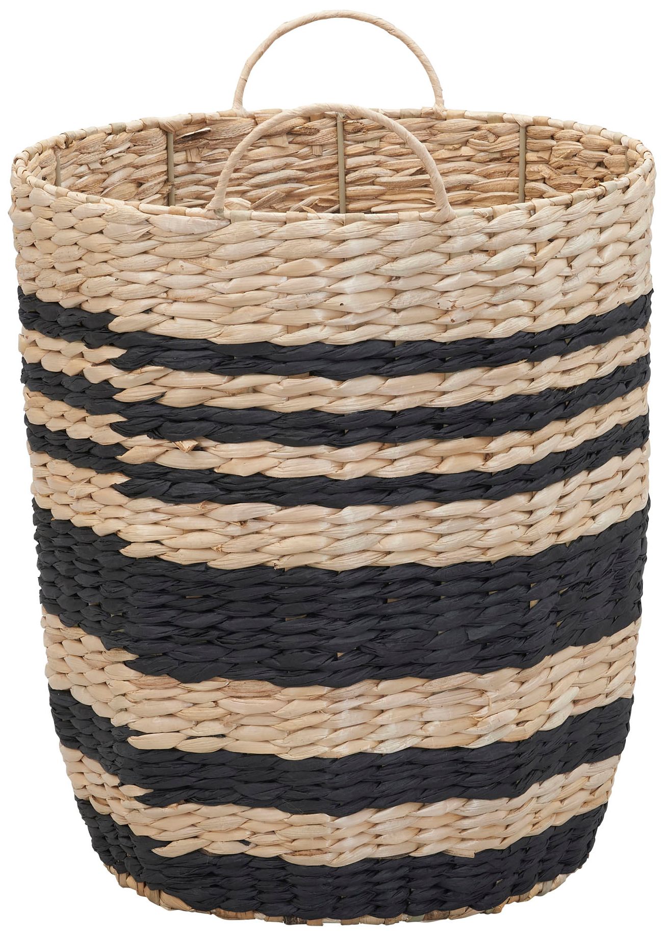 Cattail and Paper Multi Band Basket, Natural and Black