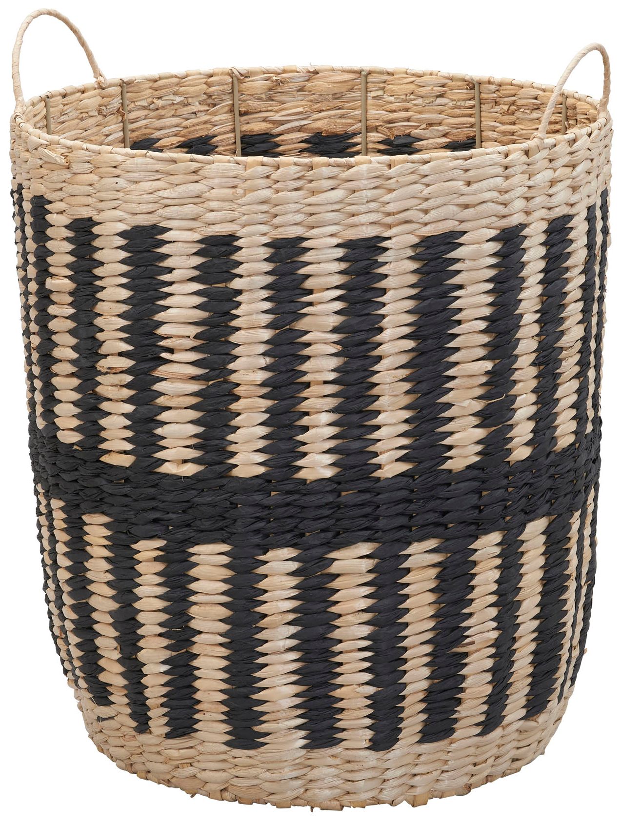 Image 2 Cattail and Paper Pillar Basket, Natural and Black