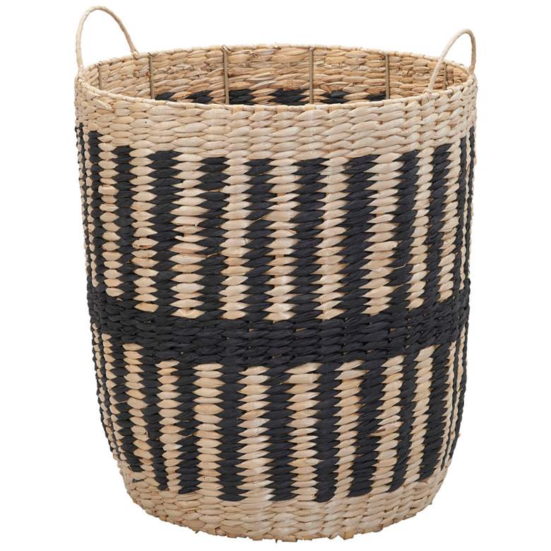 Image 2 Cattail and Paper Pillar Basket, Natural and Black