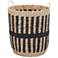 Cattail and Paper Pillar Basket, Natural and Black