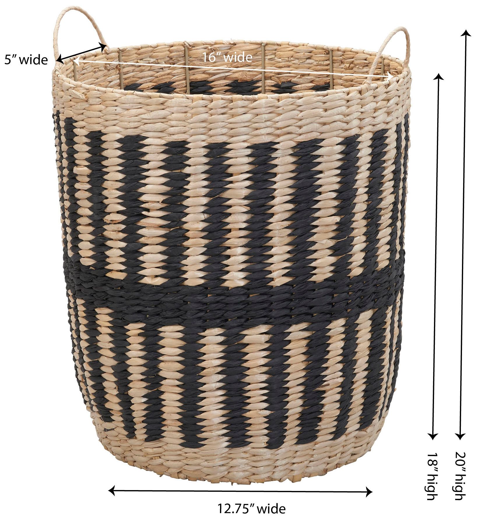 Image 4 Cattail and Paper Pillar Basket, Natural and Black more views