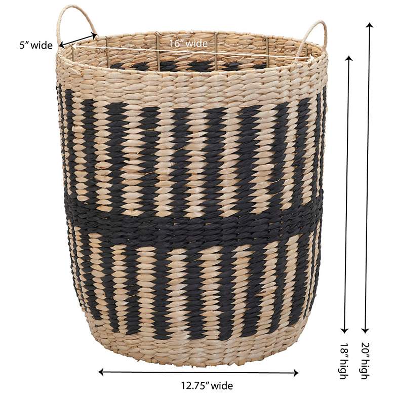 Image 4 Cattail and Paper Pillar Basket, Natural and Black more views