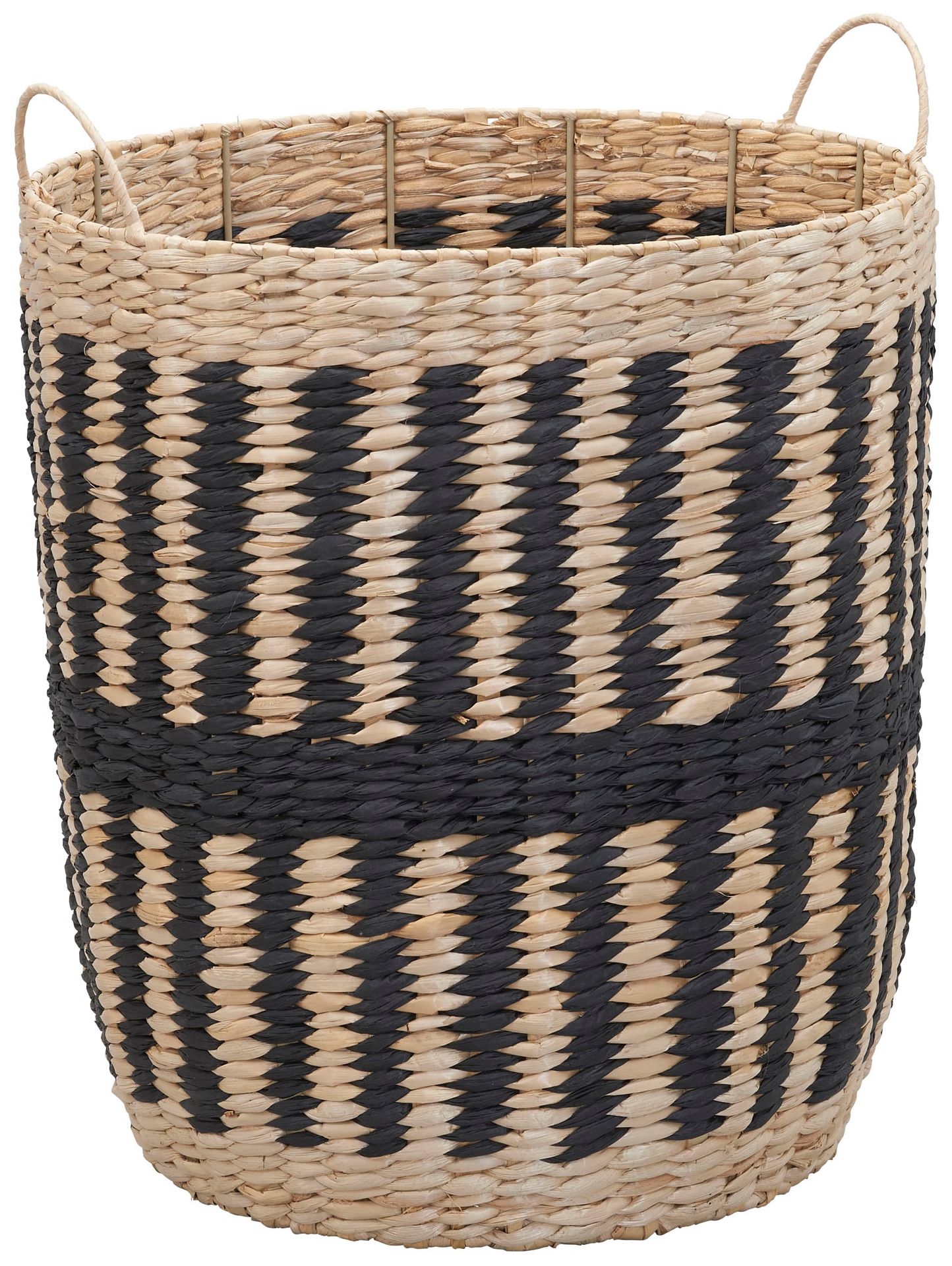 Image 5 Cattail and Paper Pillar Basket, Natural and Black more views