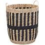 5_Cattail and Paper Pillar Basket, Natural and Black more views