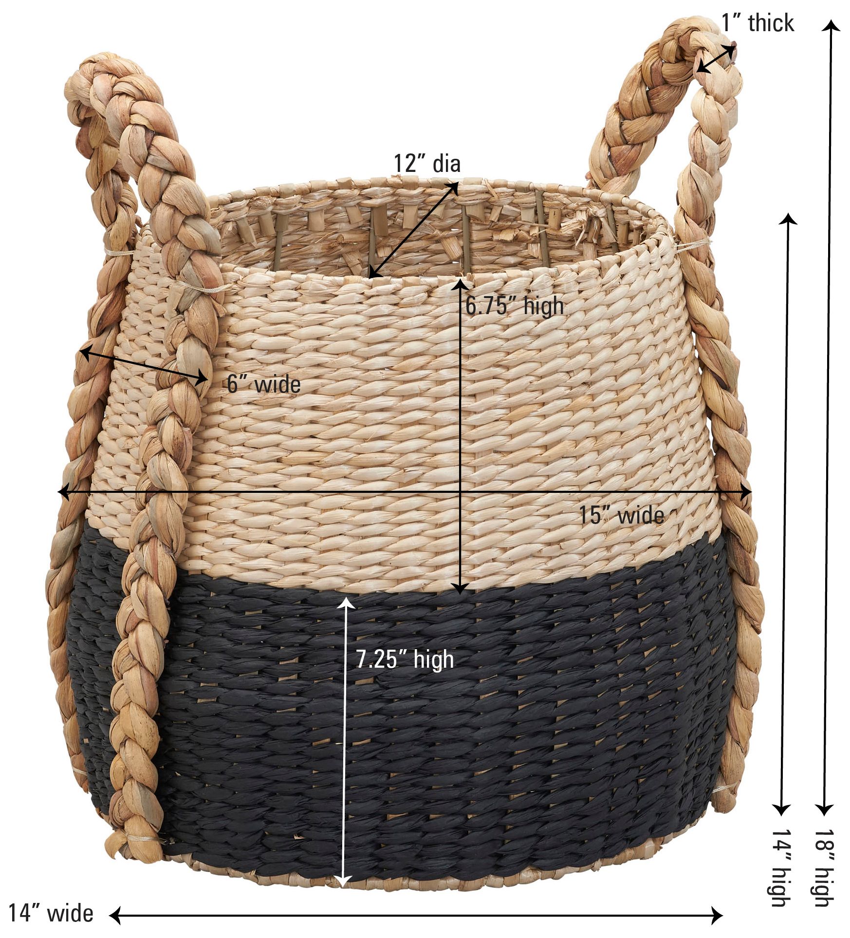 Image 3 Cattail and Paper Terra Basket, Natural and Black more views
