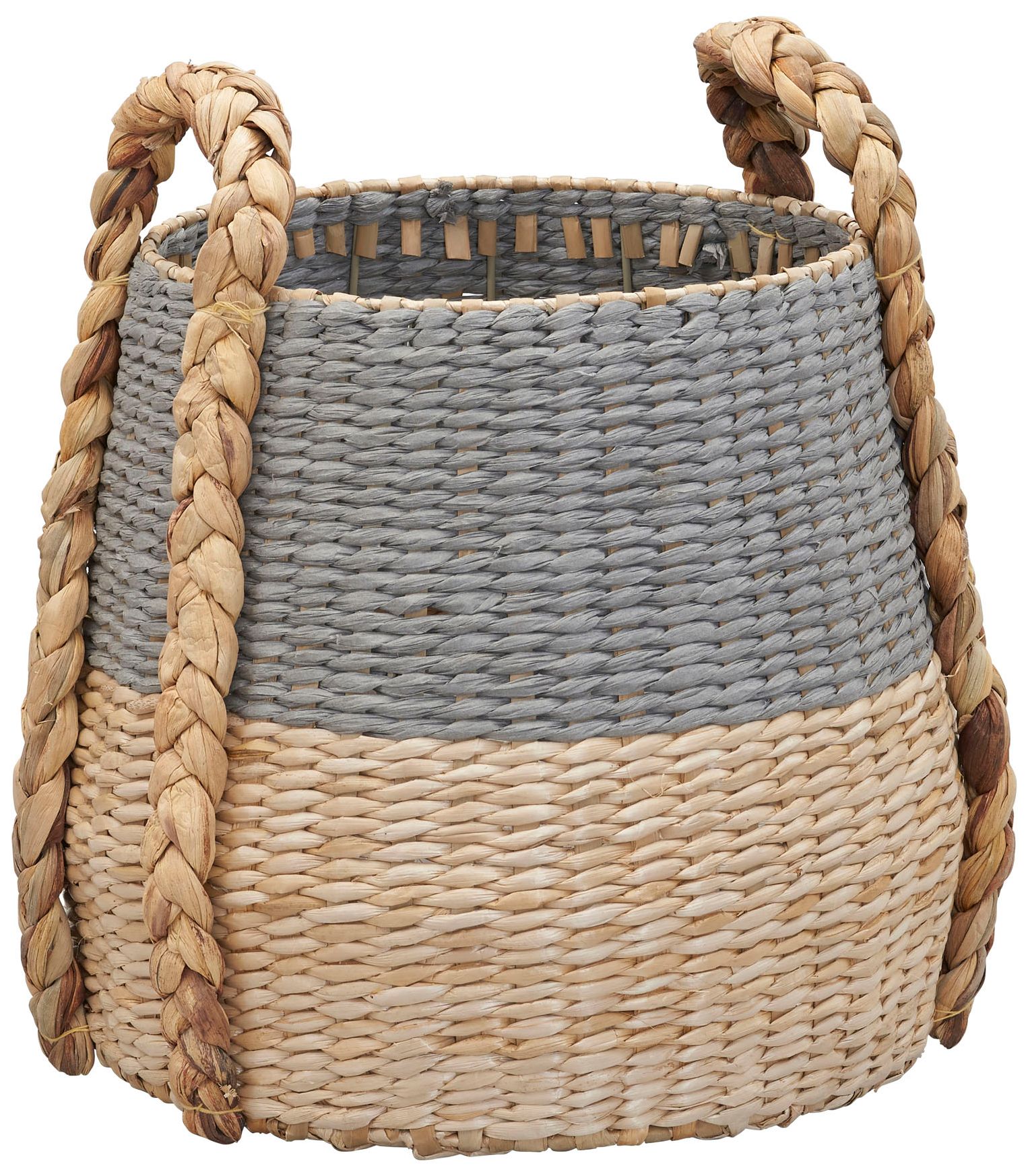 Image 2 Cattail and Paper Terra Basket, Natural and Gray