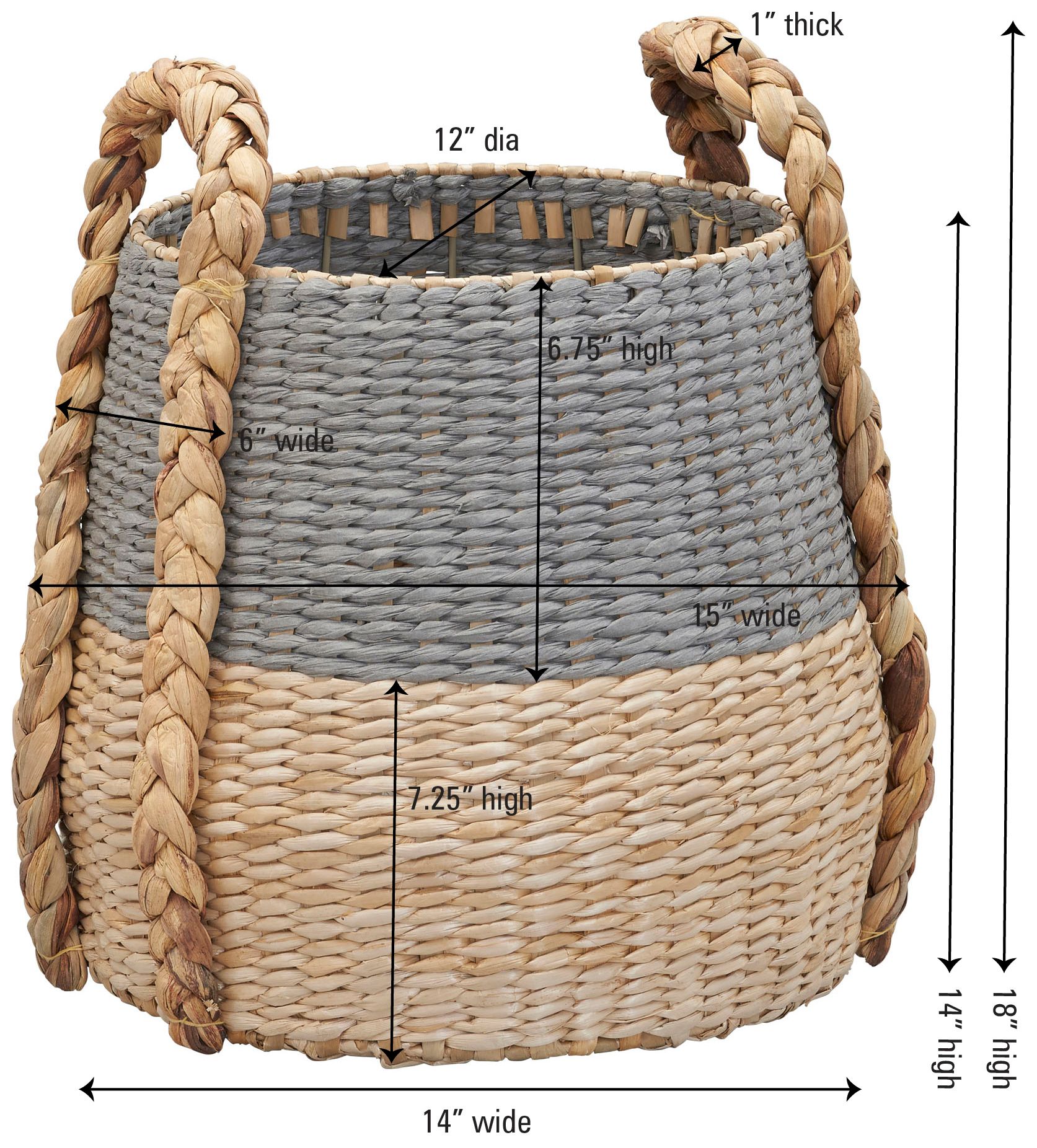 Image 4 Cattail and Paper Terra Basket, Natural and Gray more views