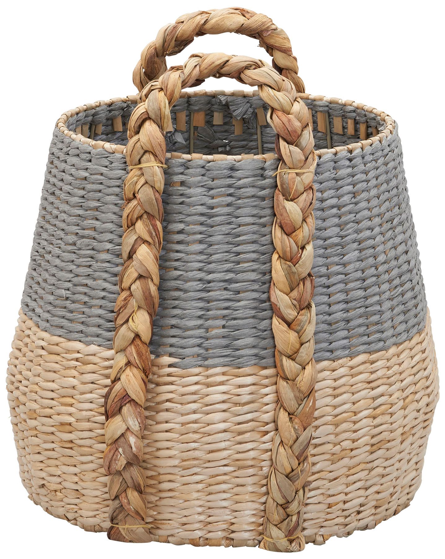 Image 7 Cattail and Paper Terra Basket, Natural and Gray more views