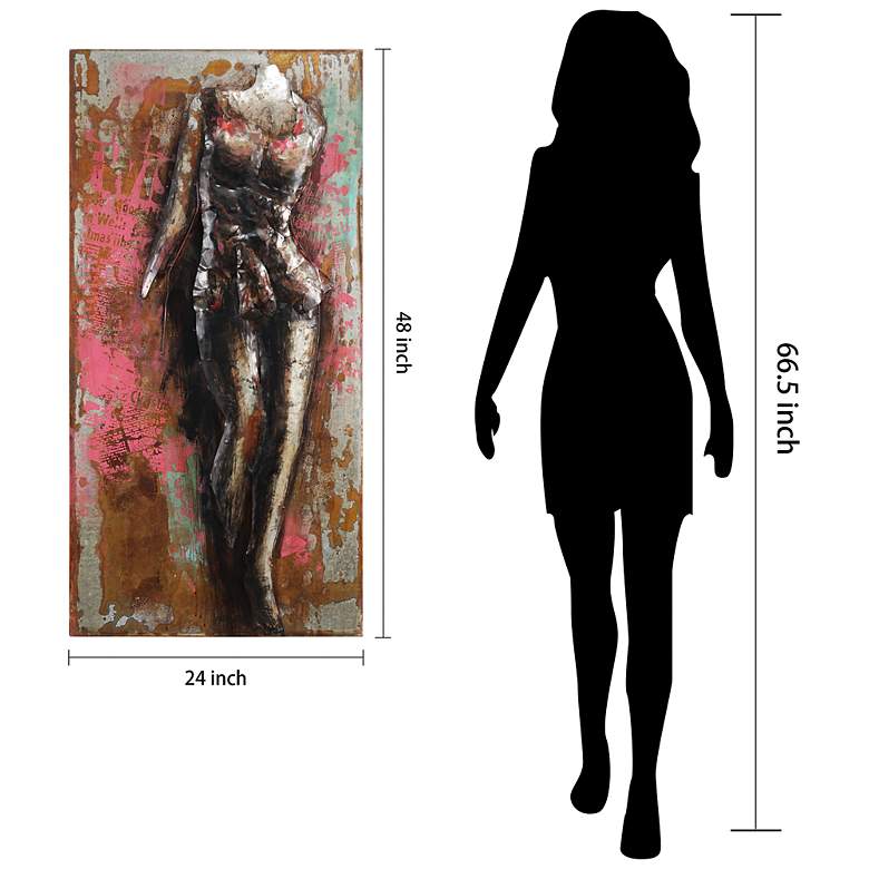 Image 6 Catwalk" Mixed Media Iron Hand Painted Dimensional Wall Art more views
