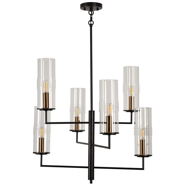 Image 1 Caulford 25" Wide 6-Light Black & Gold Chandelier